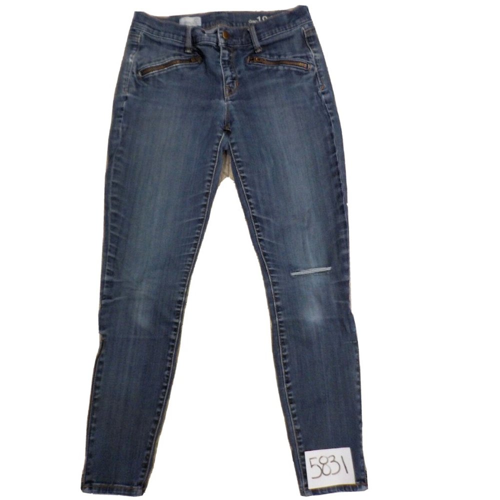 Gap 1969 Stretchy Blue Denim Legging Jeans Ankle Zips Womens Size 27r (29 x 26)